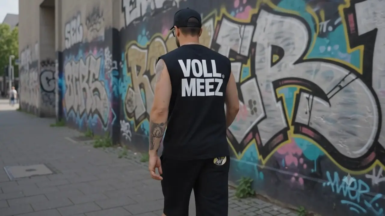 VOLL MEEZ Streetwear vor Düsseldorfer Graffiti